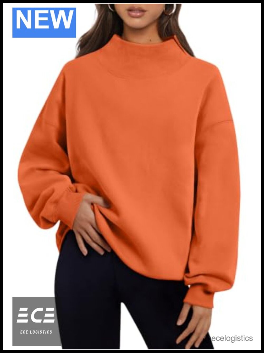 Mock Neck Oversized Fleece Sweatshirt Pullover Casual Fall Outfit